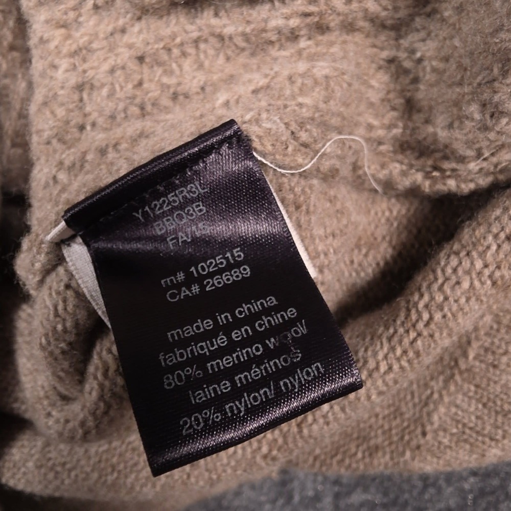 John Varvatos USA Luxe Cardigan Mens Medium Tan Merino Wool Nylon Grandpa - Picture 9 of 11